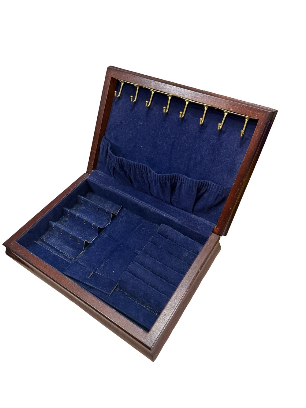 Estate Navy Blue Velvet Jewelry Box!